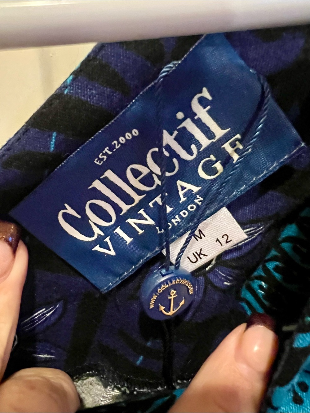 Collectif Vintage Blue and Black Tiki Printish Dress